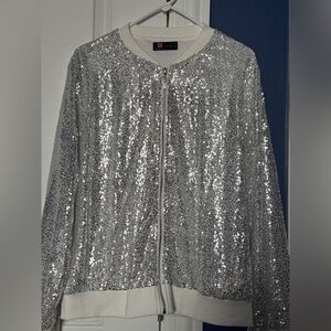 Sparkling Silver Women's Bomber Jacket